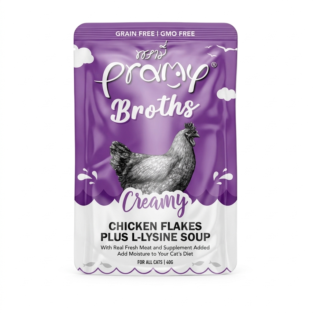 Pramy Cat Chicken Flakes Plus L-Lysine Soup 40g