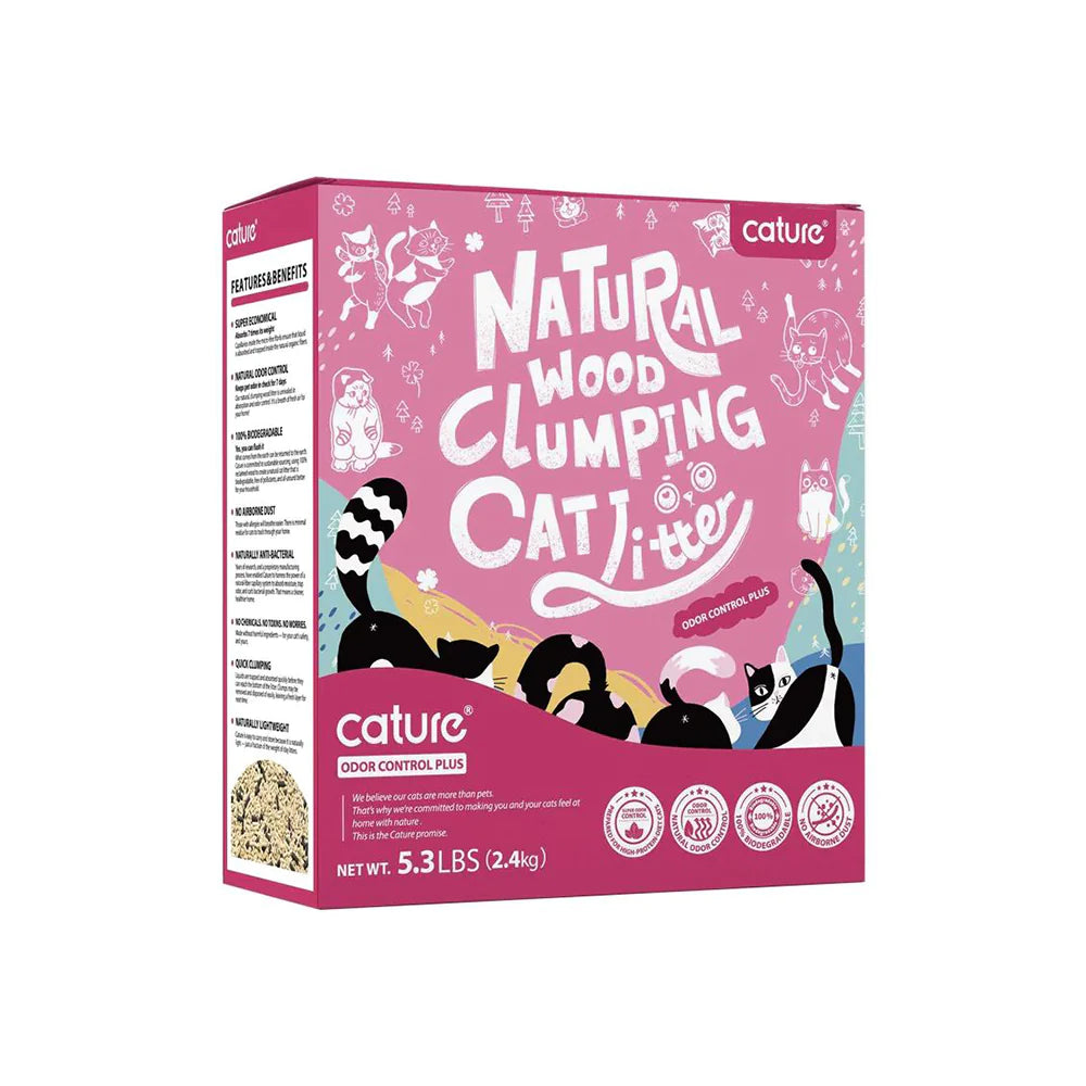 Cature Natural Wood Clumping Cat Litter Odor Control Plus 2.4kg