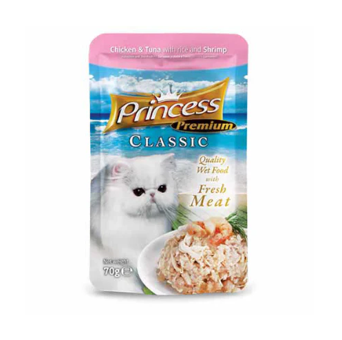 Princess Cat Chicken & Tuna with Shrimp & Rice 70g Pouch