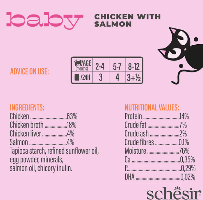 Schesir Baby Complete Chicken & Salmon in Broth for Kittens 70g