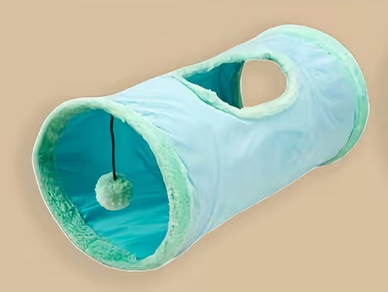 نفق لعب للقطط مع لعبة معلقة