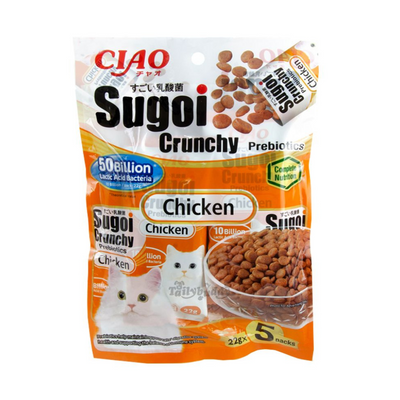 طعام القطط إينابا تشاو سوغوي دجاج مقرمش مع البريبايوتكس 5 × 22 جم