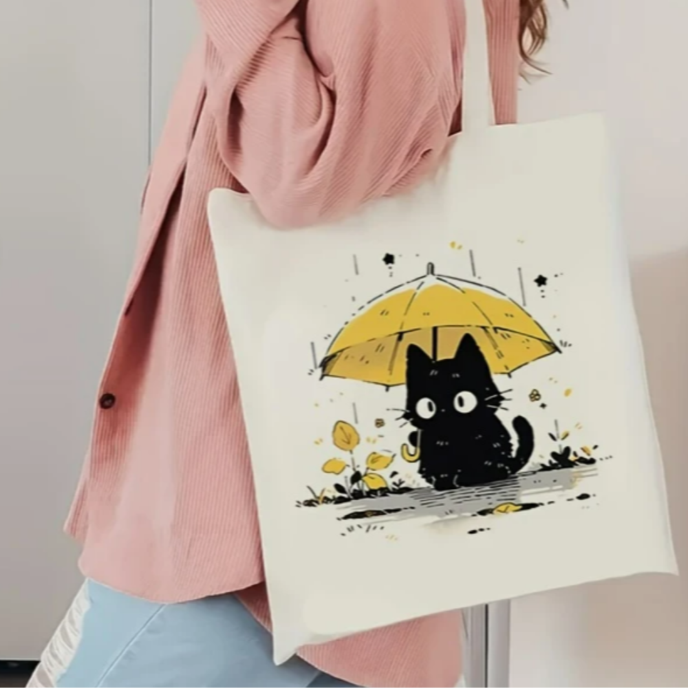 Cute Cat Canvas Tote Bag