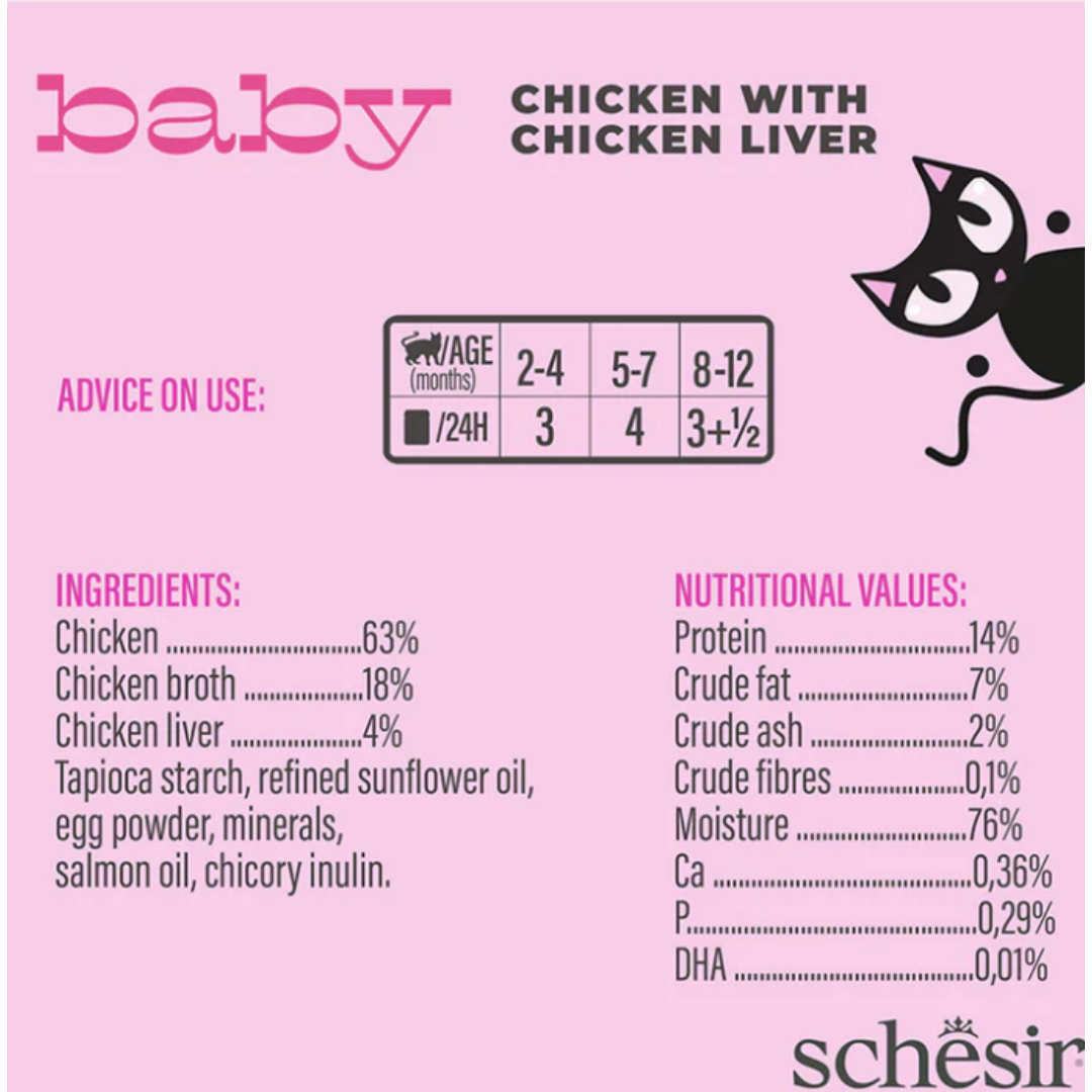 Schesir Baby Complete Chicken & Liver in Broth for Kittens 70g