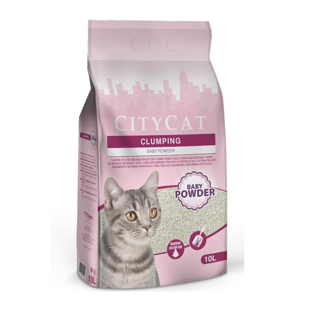City Cat Baby Powder Clumping Litter 10L