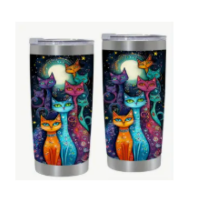 Colourful Cat Insulated Stainless Steel Travel Mug