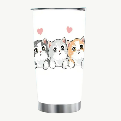 كوب سفر معزول من الفولاذ المقاوم للصدأ على شكل قطة لطيفة