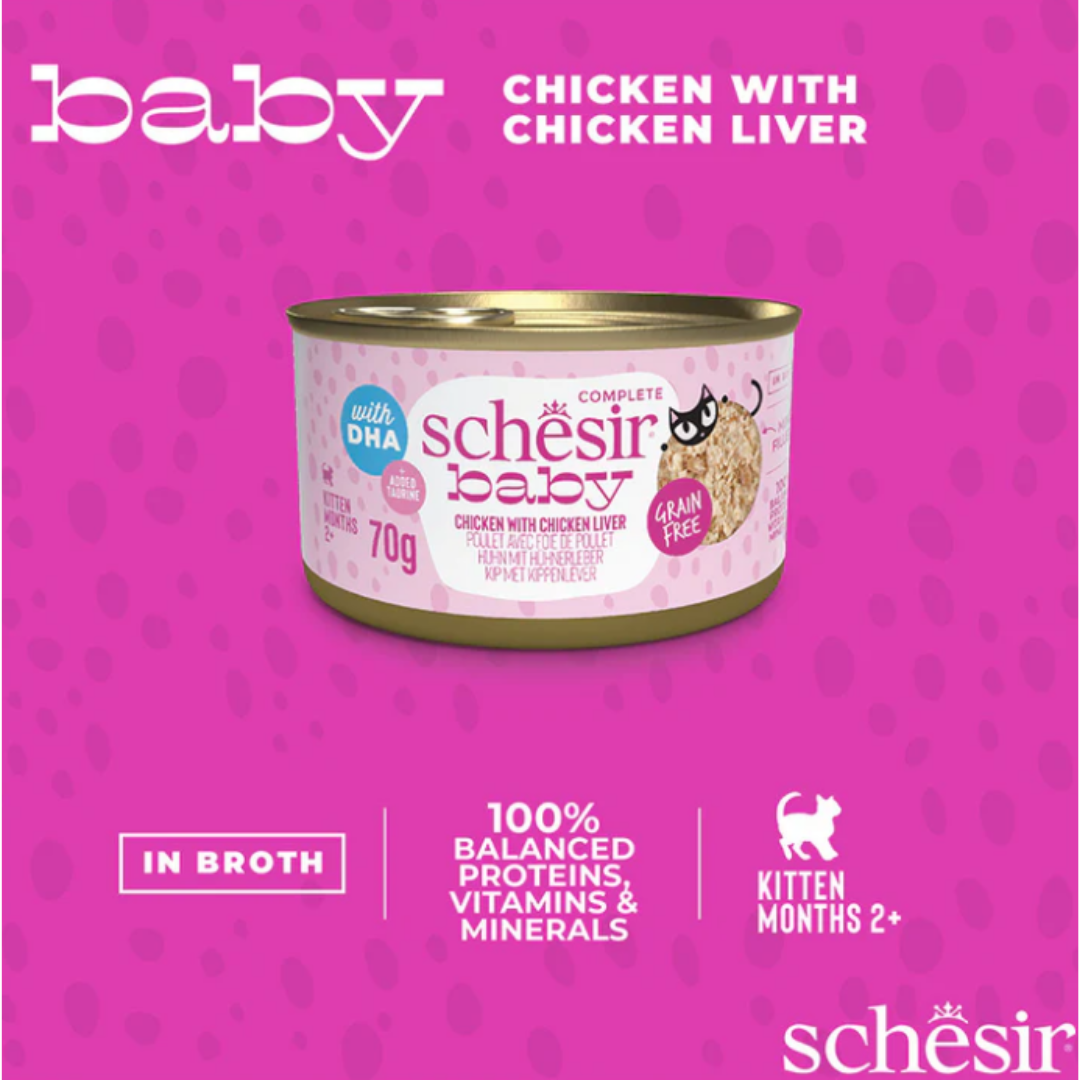 Schesir Baby Complete Chicken & Liver in Broth for Kittens 70g
