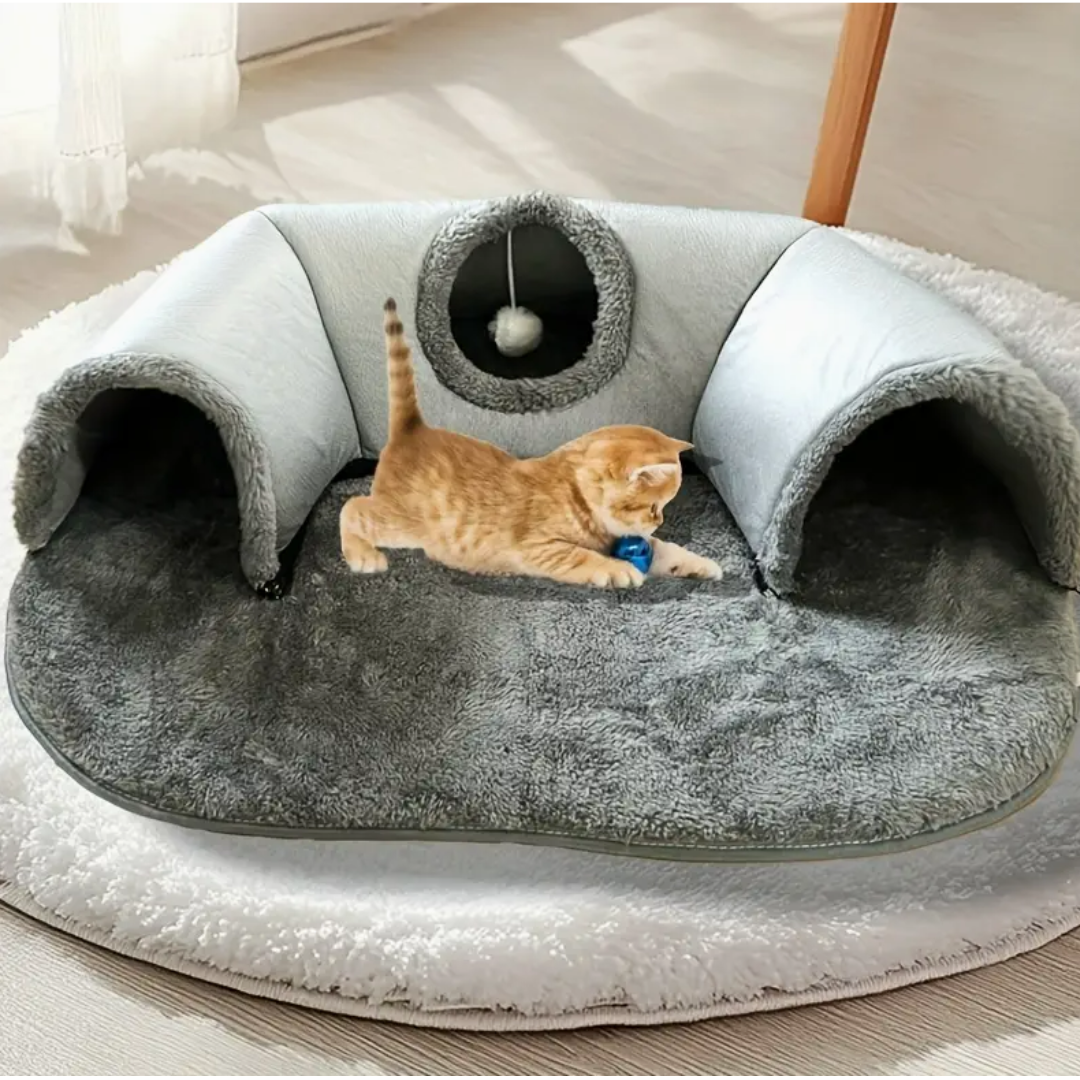 3 in 1 Tunnel Cat Playground Cat Bed 75 x 55cm