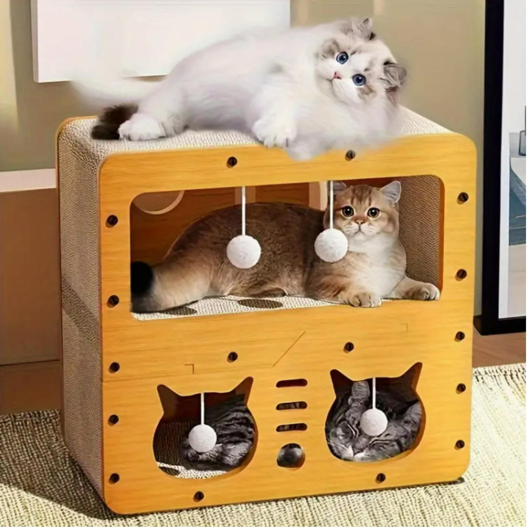 Two Storey Cat House & Bed 51 x 27 x 45cm