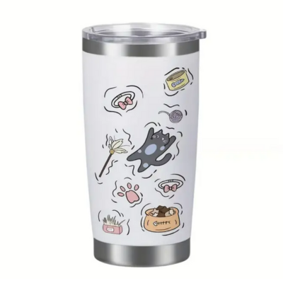 كوب سفر معزول من الفولاذ المقاوم للصدأ على شكل قطة لطيفة