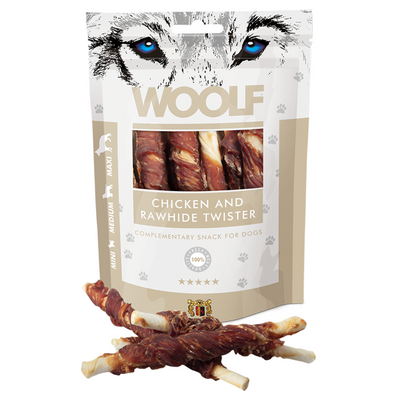 Woolf Chicken & Rawhide Twister 100g