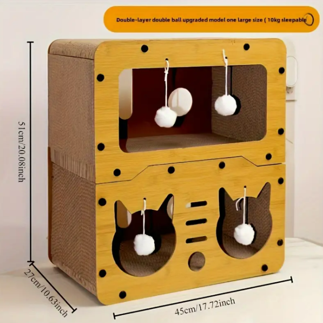 Two Storey Cat House & Bed 51 x 27 x 45cm