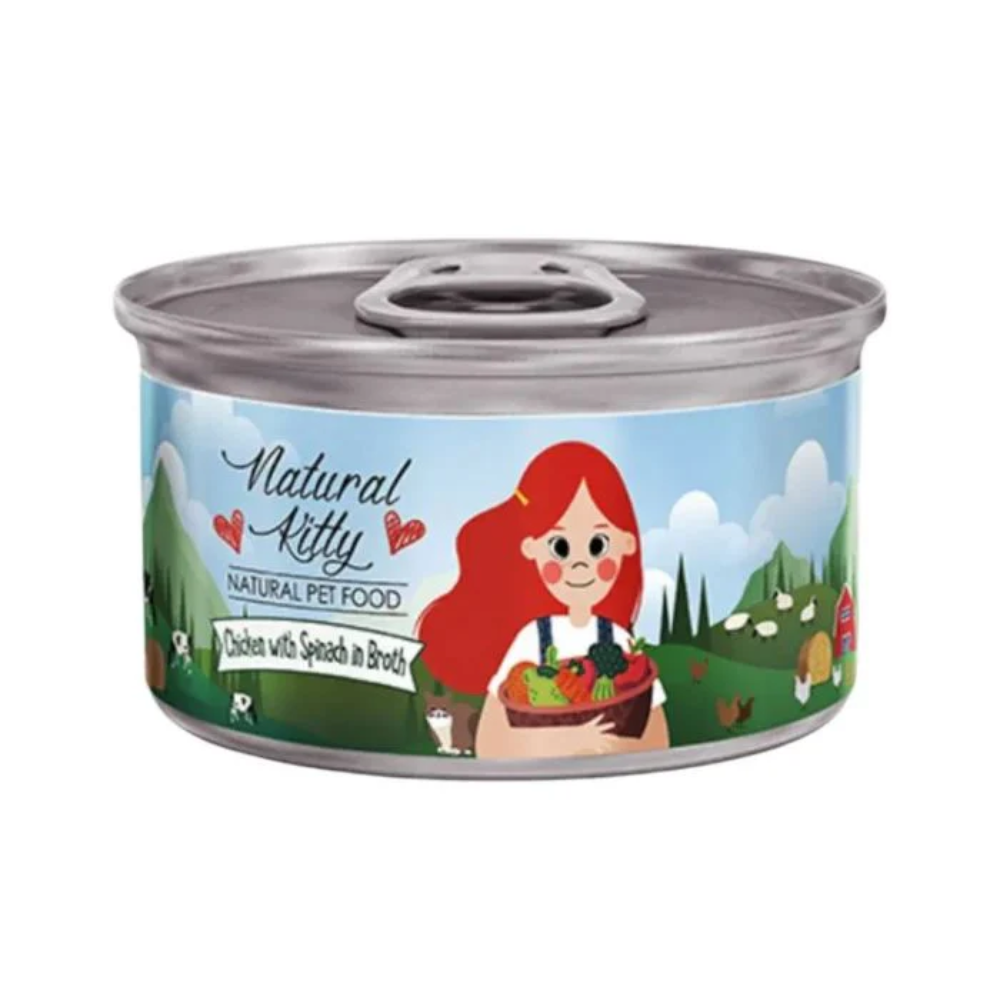 Natural Kitty Chicken & Spinach in Broth 80g