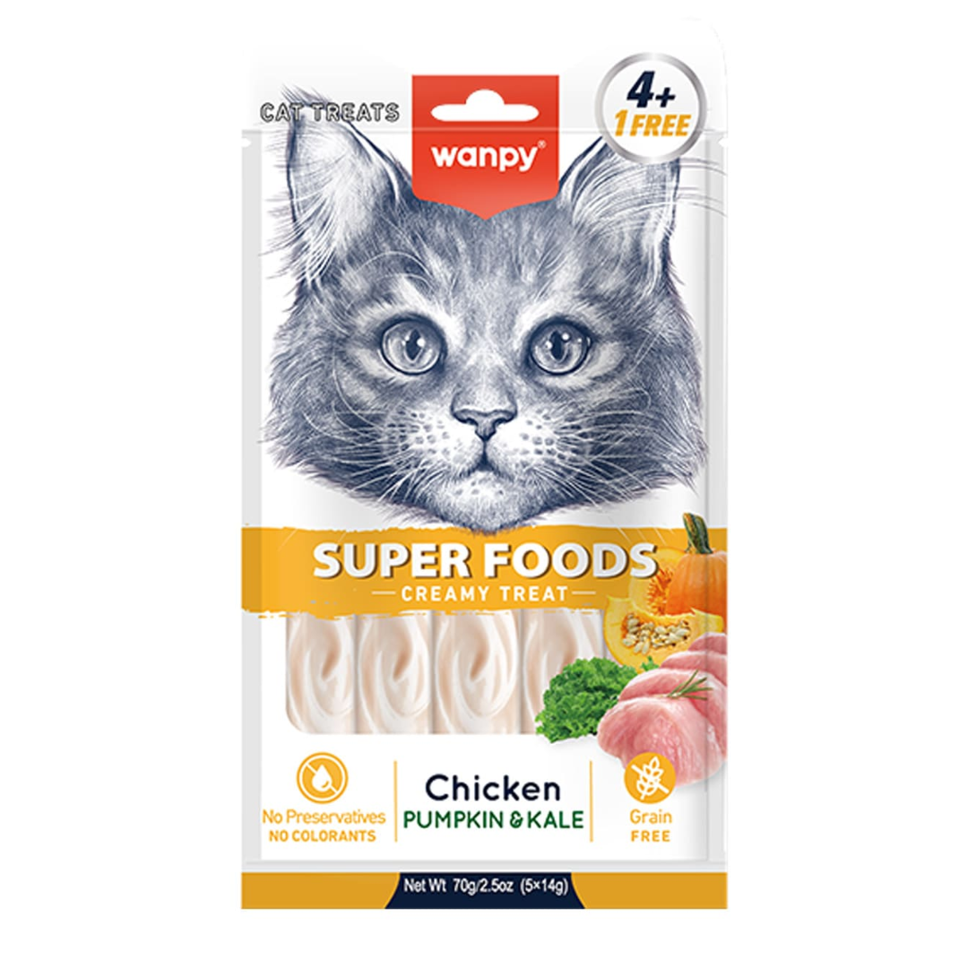 Wanpy Cat Creamy Treat Chicken with Pumpkin & Kale 5x12g
