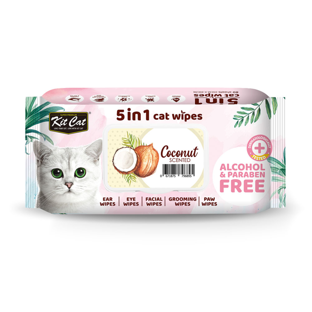 Kit Cat 5 in 1 Wet Wipes Coconut