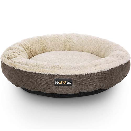 Feandrea Round Pet Bed 55cm Brown