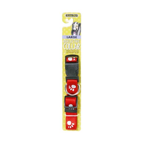 Aspen Pet Reflective Paw Red Collar