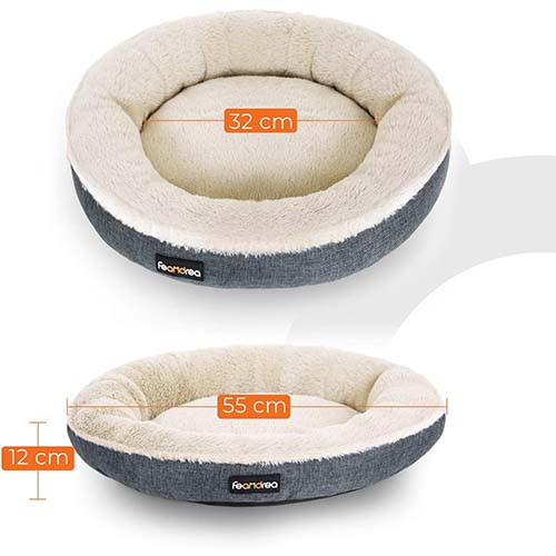 Feandrea Round Pet Bed 55cm Dark Grey