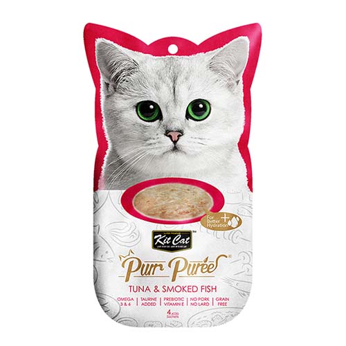 Kit Cat Purr Puree Tuna & Smoked Fish 4x15g Sachets