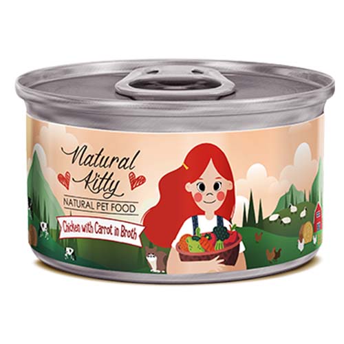Natural Kitty Chicken & Carrots in Broth 80g