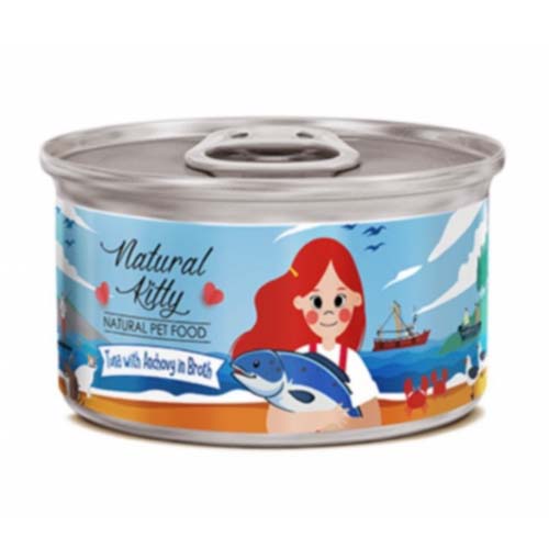 Natural Kitty Tuna & Anchovy in Broth 80g