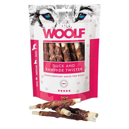 Woolf Duck & Rawhide Twister 100g