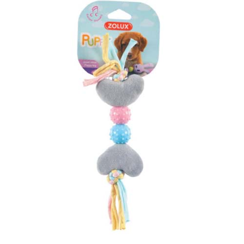 Zolux XS Squeaky Plush Grey Heart Toy