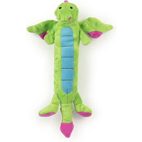 GoDog Skinny Dragon Green Dog Toy Small