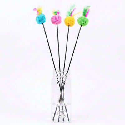 Pets.Love.Earth PomPom Wand with Colored Feathers