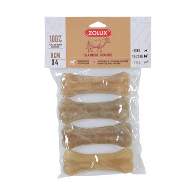 Zolux Fluorine Rawhide Bone Treat Pack of 4 (8cm)