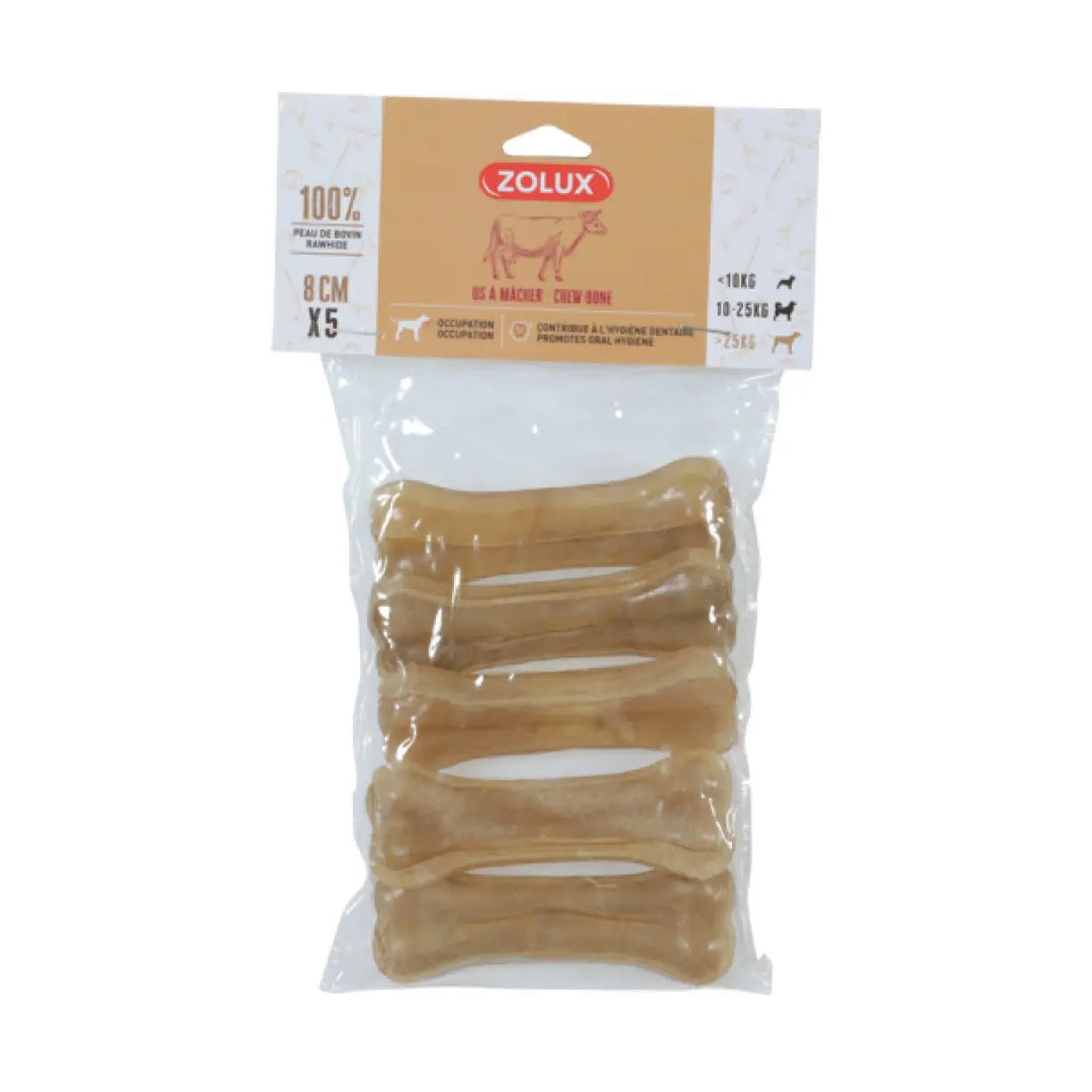 Zolux Rawhide Bone Treat Pack of 5 (8cm)