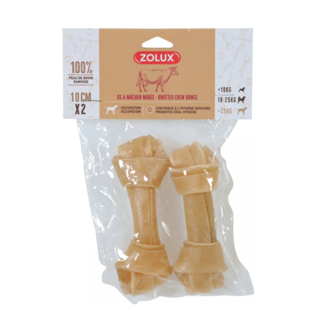 Zolux Knotted Rawhide Bones Treat Pack of 2 (10cm)