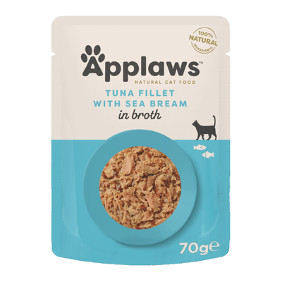 Applaws Cat Tuna Fillet with Sea Bream in Broth 70g Pouch