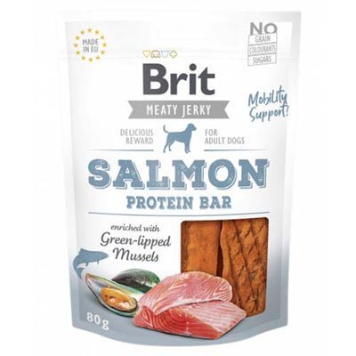 Brit Jerky Salmon Protein Bar Mobility Support Dog Treat 80g