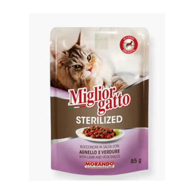 Migliorgatto Sterilised Cat Lamb & Vegetables Chunks in Jelly 85g