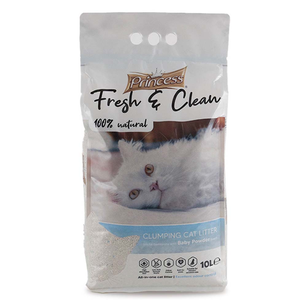 Princess Fresh&Clean Baby Powder Clumping Cat Litter 10L – Bayt Al ...