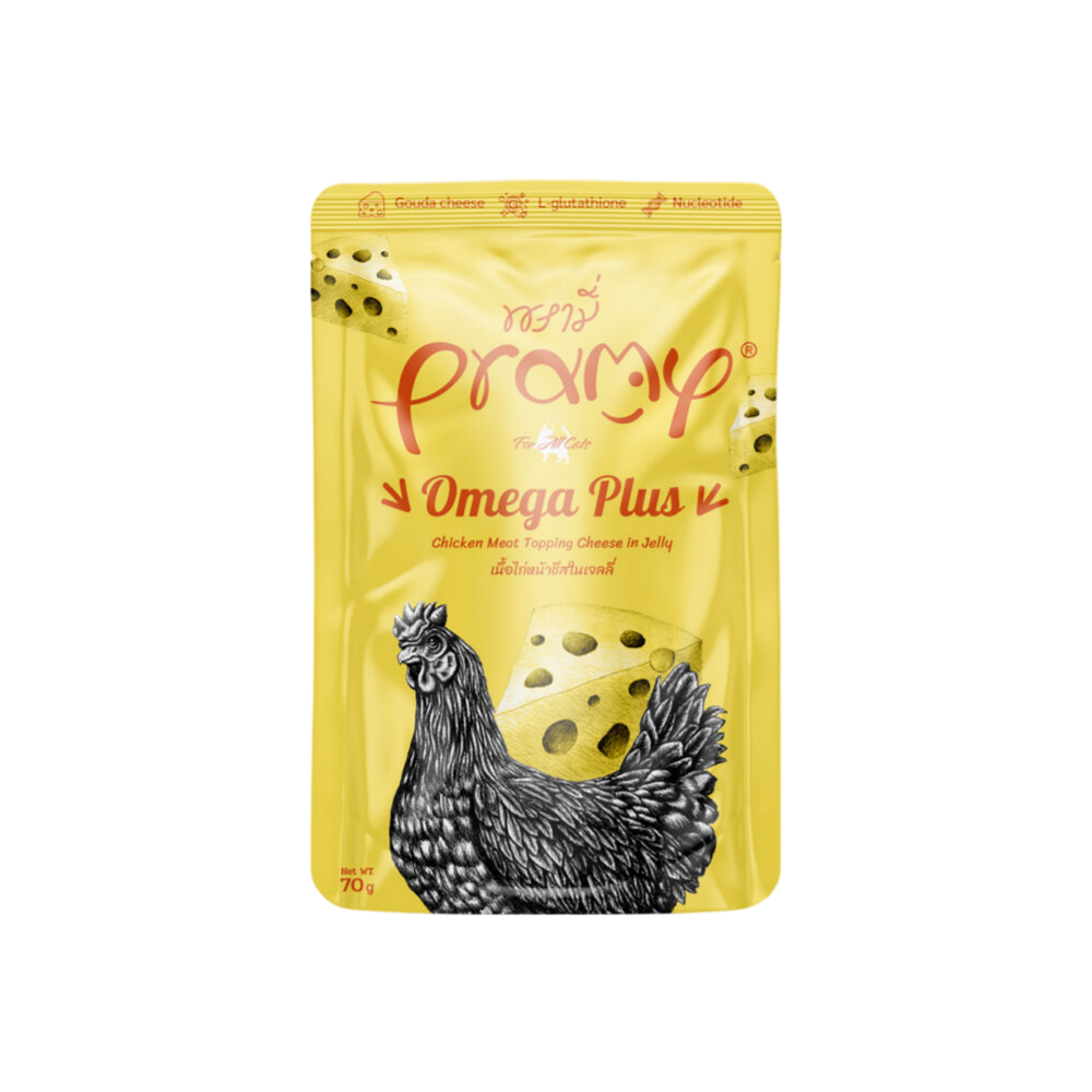 Pramy Cat Omega Plus Chicken and Cheese in Jelly 70g