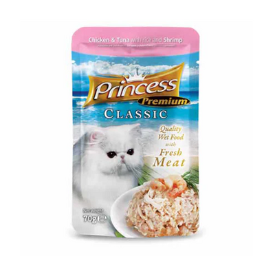 Princess Cat Chicken & Tuna with Shrimp & Rice 70g Pouch