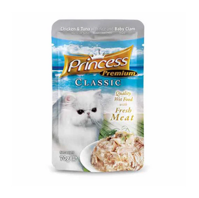 Princess Cat Chicken & Tuna with Baby Clam & Rice 70g Pouch