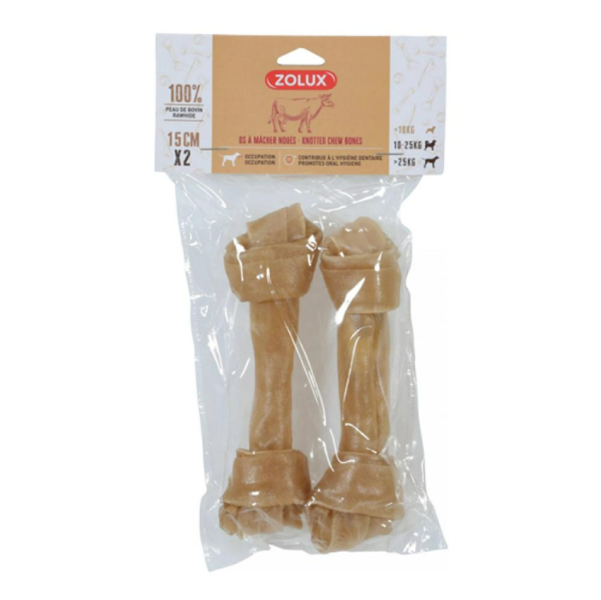 Zolux Knotted Rawhide Bones Treat Pack of 2 (15cm)