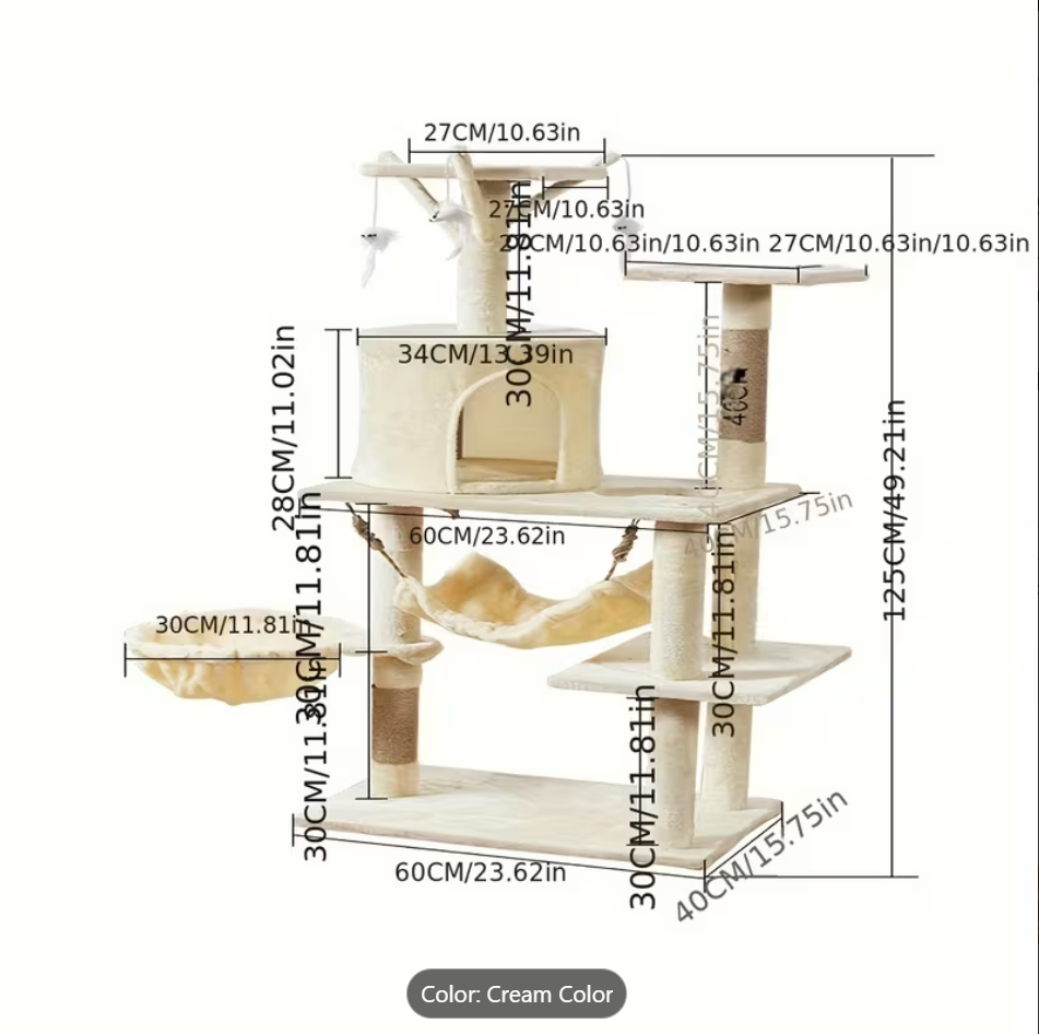 Cat Tree Beige 125 x 60cm