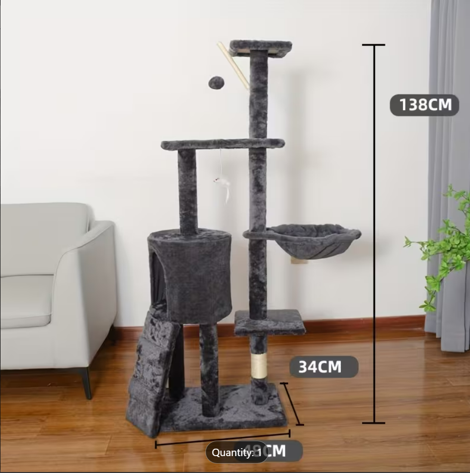 Dark Grey Cat Tree 138 x 48cm