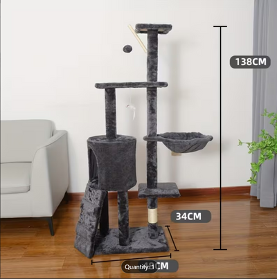 Dark Grey Cat Tree 138 x 48cm