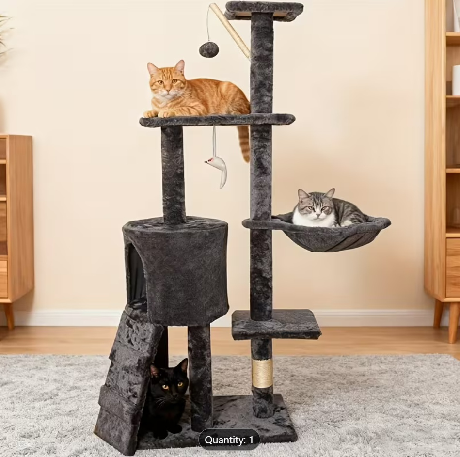 Dark Grey Cat Tree 138 x 48cm