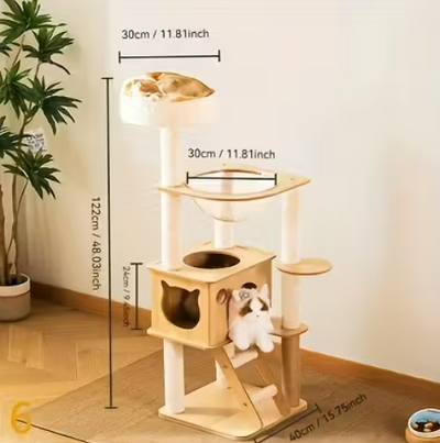 Multi-level Wooden Cat Tree 120cm