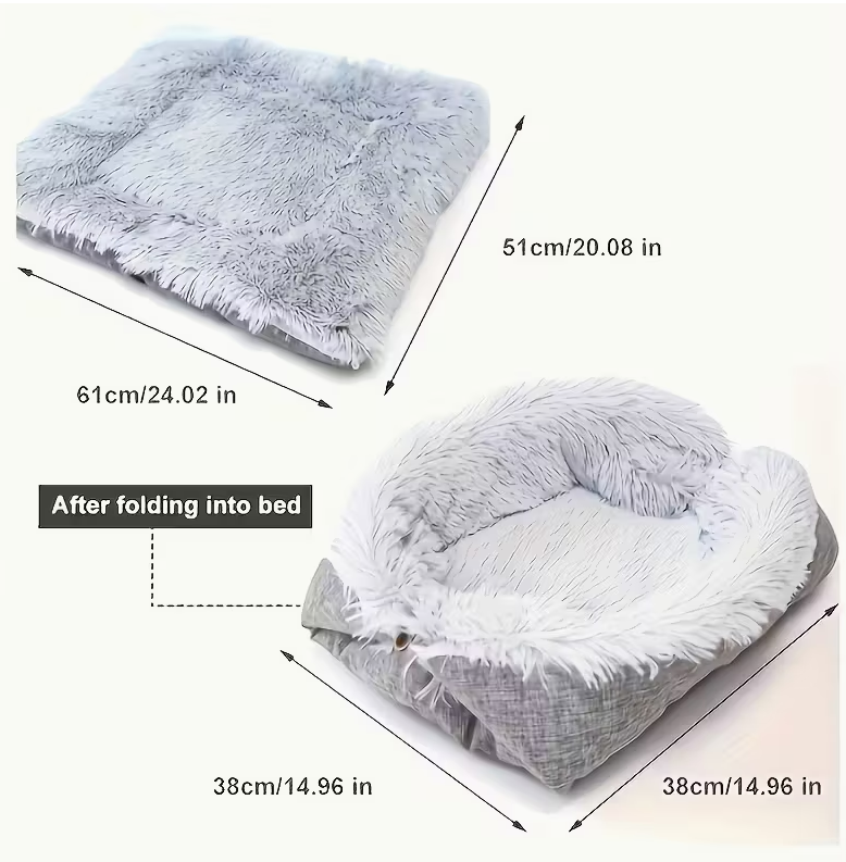 Plush Grey Pet Bed 61 x 51cm