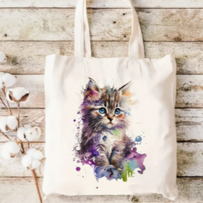 Cute Cat Canvas Tote Bag