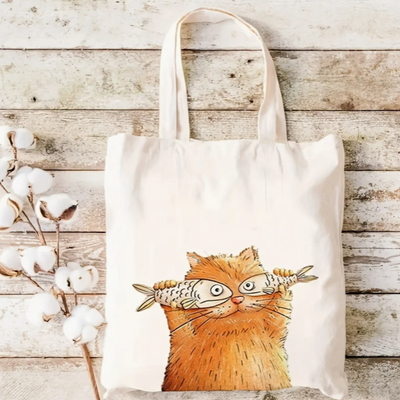 Cute Cat Canvas Tote Bag