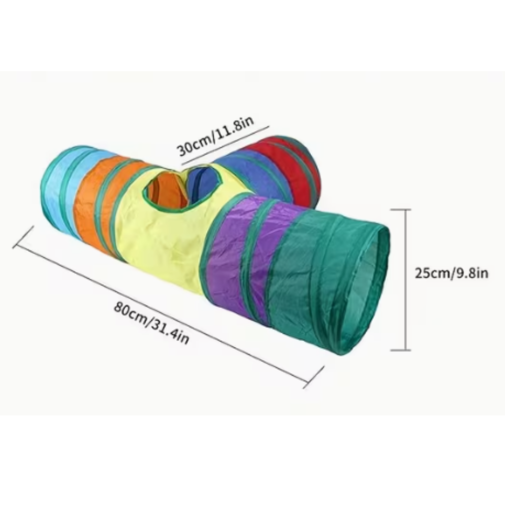T-Shaped Cat Play Tunnel with Toys